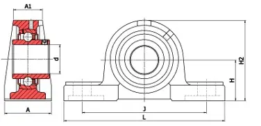 Autentyczny Zespół z oprawą żeliwną UCPE.208 SNR